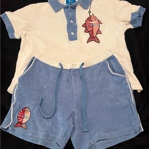 Tombolo x Le Sirenuse Blue and White Set terry cloth